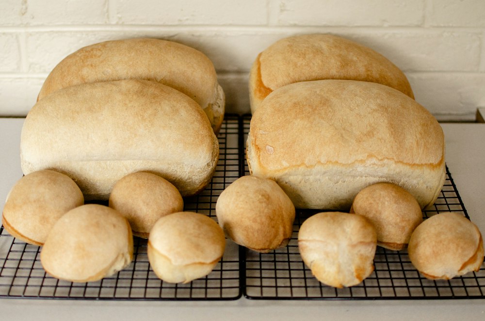 Sourdough loaf cooling on a rack
